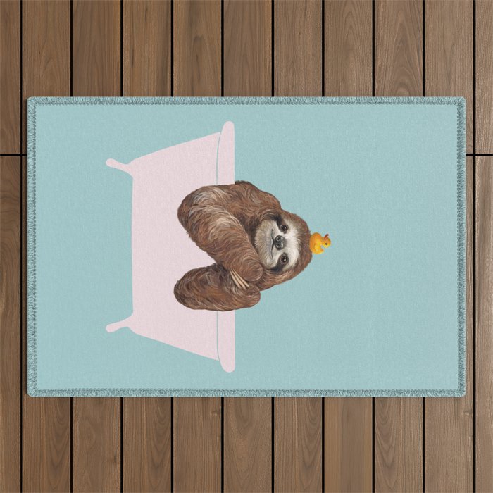 Sloth in Bathtub  Outdoor Rug Gallery Image 1