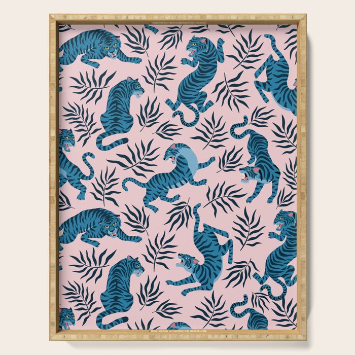 Blue asian tigers Serving Tray Gallery Image 1