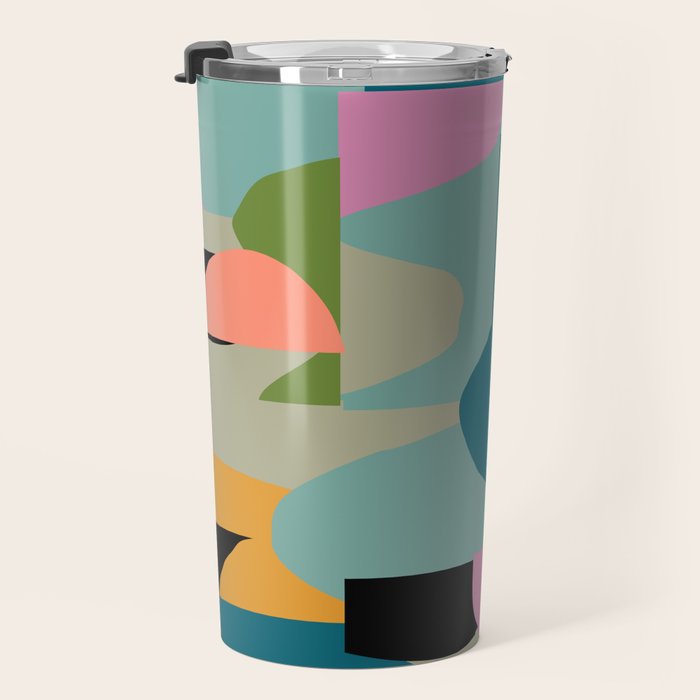 Abstract Collage in Teal Travel Mug Gallery Image 3