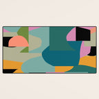 Abstract Collage in Teal Desk Mat Gallery Image 3