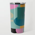 Abstract Collage in Teal Travel Mug Gallery Image 1