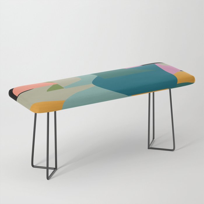 Abstract Collage in Teal Bench Gallery Image 1