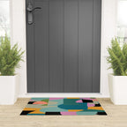 Abstract Collage in Teal Welcome Mat Gallery Image 3