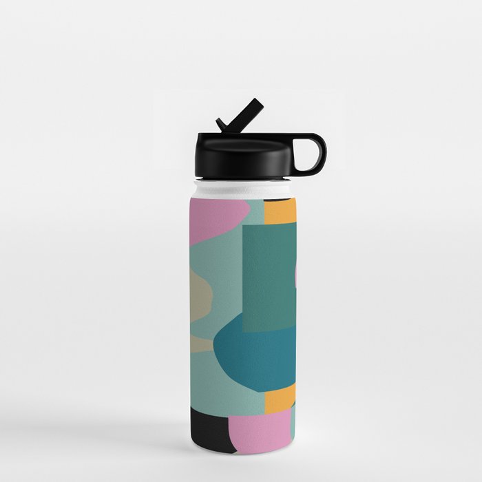 Abstract Collage in Teal Water Bottle Gallery Image 1