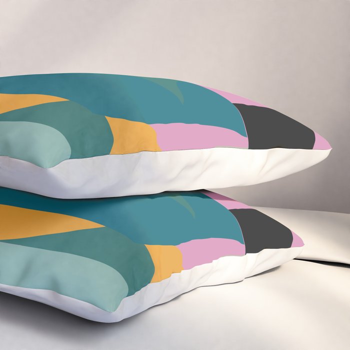 Abstract Collage in Teal Pillow Sham Gallery Image 3
