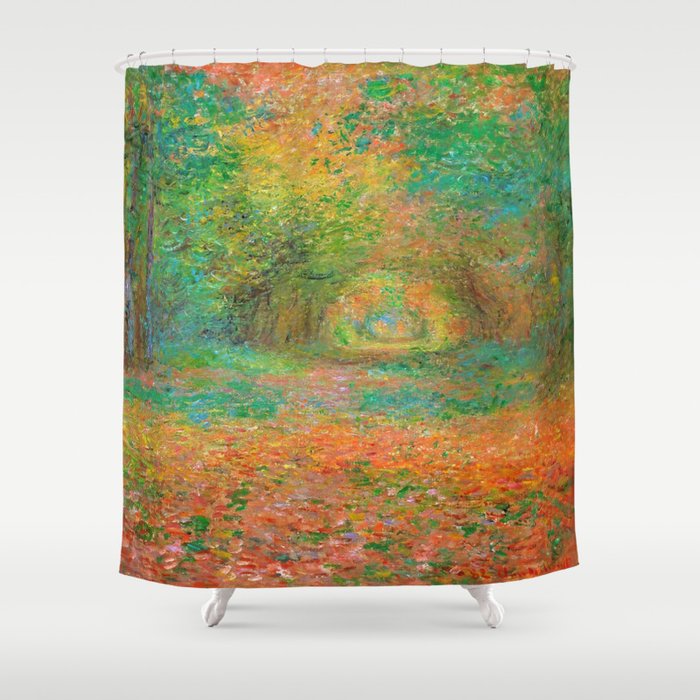 Claude Monet - The Undergrowth in the Forest of Saint-Germain (1882) Shower Curtain Gallery Image 1