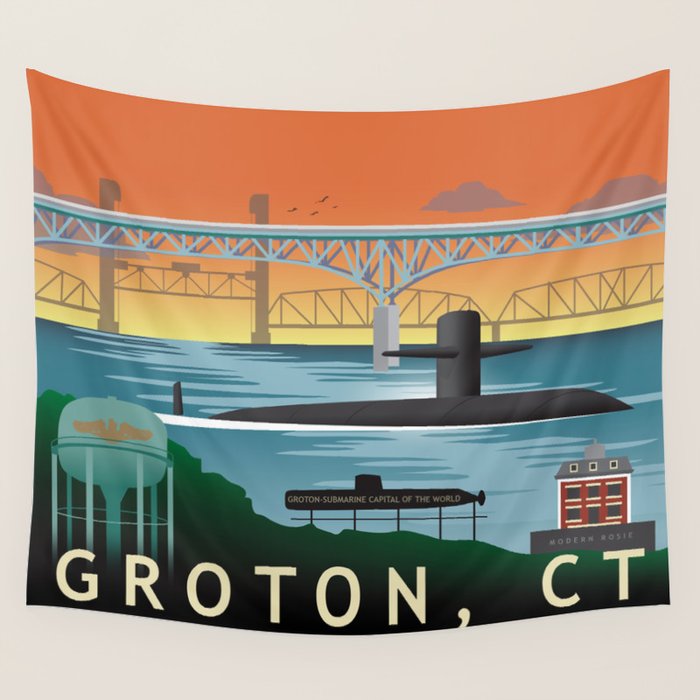 Groton, CT - Submarine Homeport Wall Tapestry Gallery Image 1