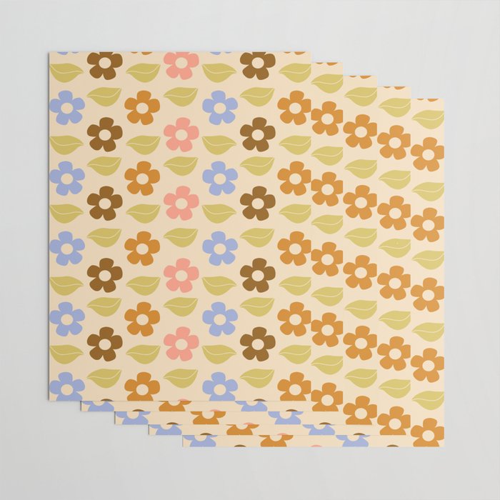 Retro Flower Vibe - Vintage Colors  Wrapping Paper Gallery Image 3