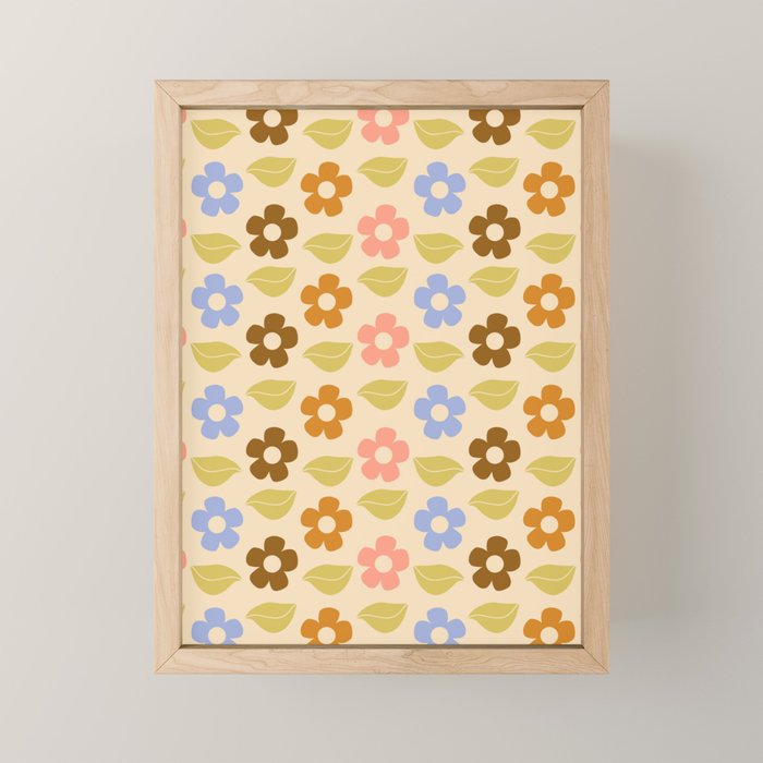 Retro Flower Vibe - Vintage Colors  Mini Art Print Gallery Image 1