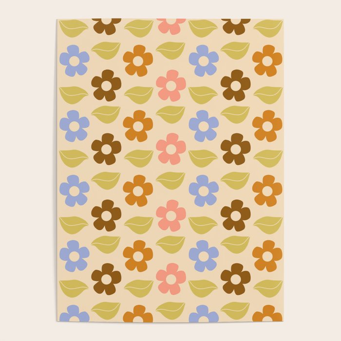 Retro Flower Vibe - Vintage Colors  Poster Gallery Image 1