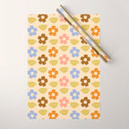 Retro Flower Vibe - Vintage Colors  Wrapping Paper Gallery Image 1