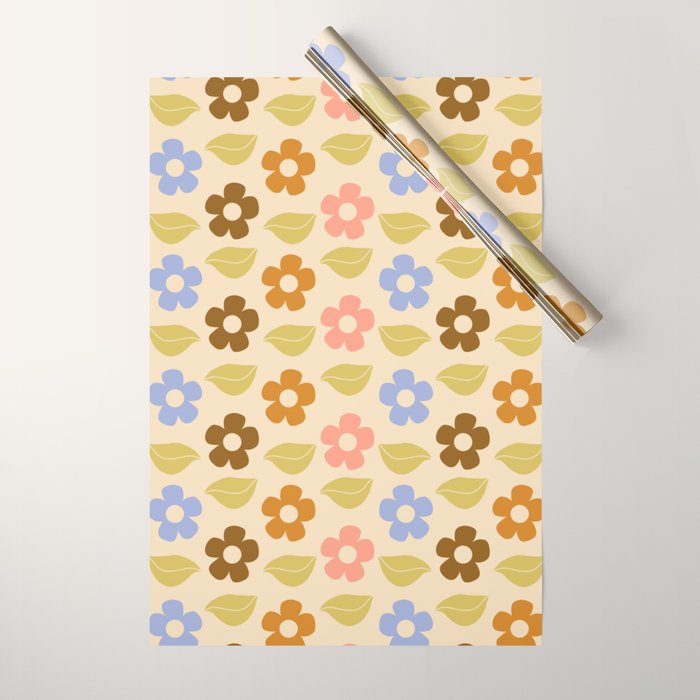Retro Flower Vibe - Vintage Colors  Wrapping Paper Gallery Image 1