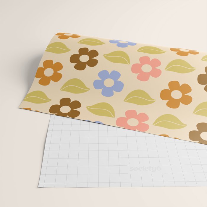 Retro Flower Vibe - Vintage Colors  Wrapping Paper Gallery Image 2