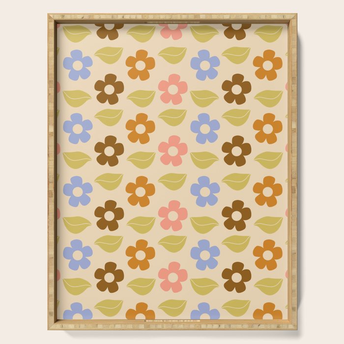 Retro Flower Vibe - Vintage Colors  Serving Tray Gallery Image 1