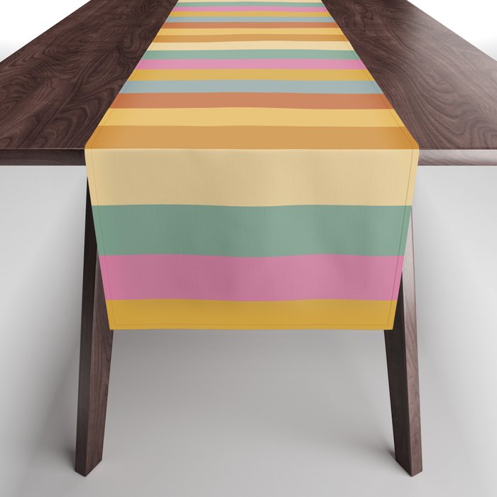 Mixed Stripes Pattern XVIII Retro Rainbow Table Runner Gallery Image 1