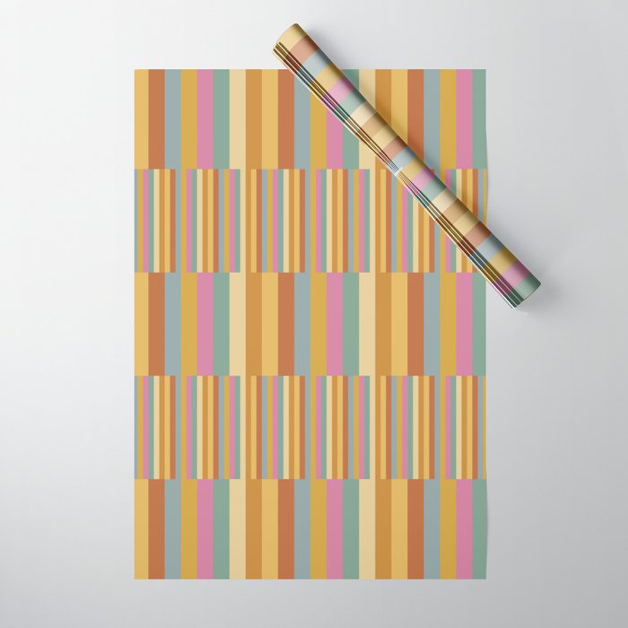 Mixed Stripes Pattern XVIII Retro Rainbow Wrapping Paper Gallery Image 1