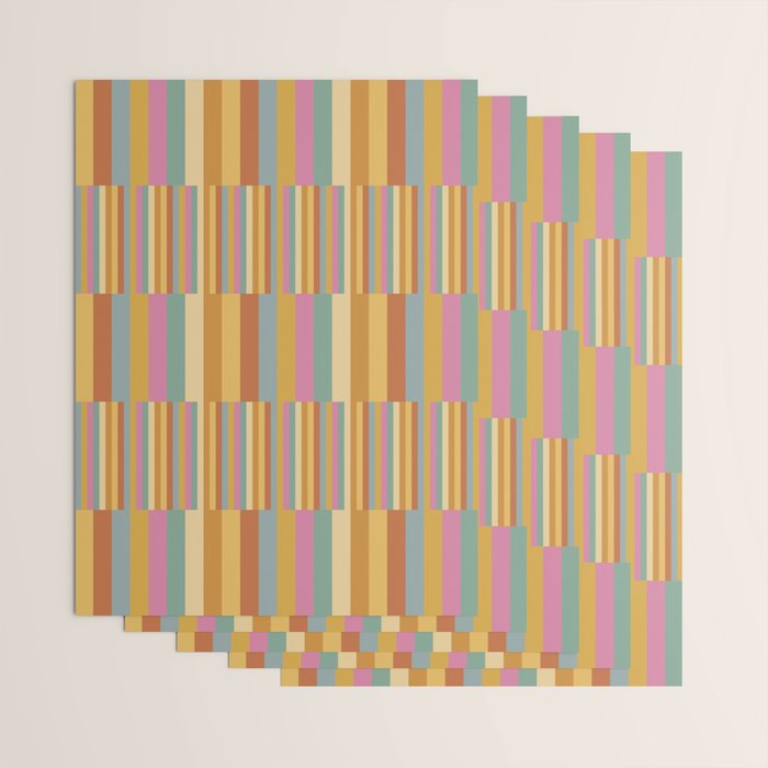 Mixed Stripes Pattern XVIII Retro Rainbow Wrapping Paper Gallery Image 3
