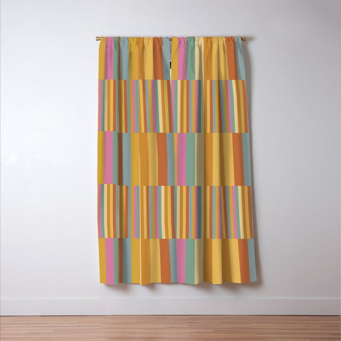 Mixed Stripes Pattern XVIII Retro Rainbow Window Curtain Gallery Image 3