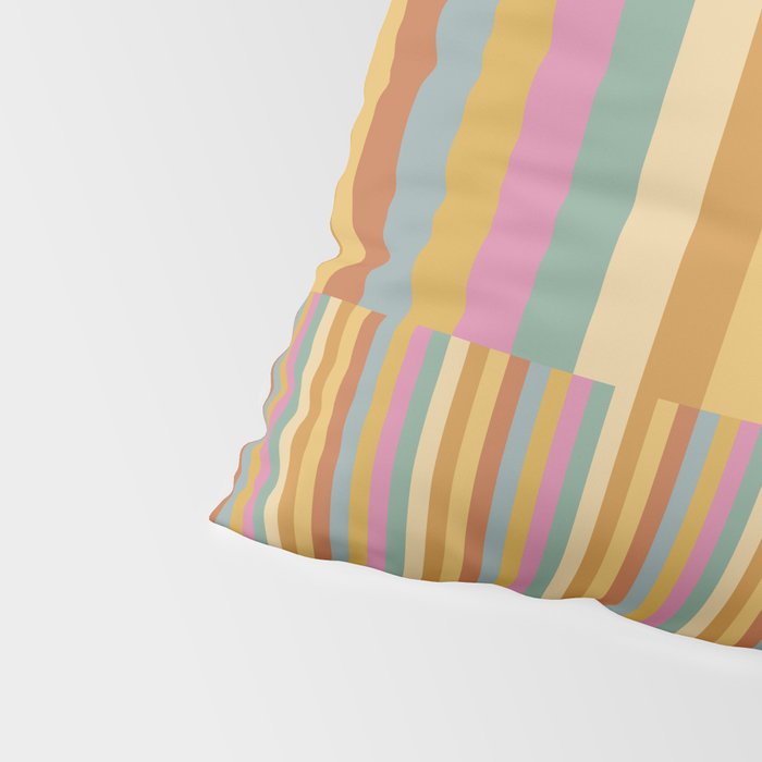 Mixed Stripes Pattern XVIII Retro Rainbow Pillow Sham Gallery Image 4