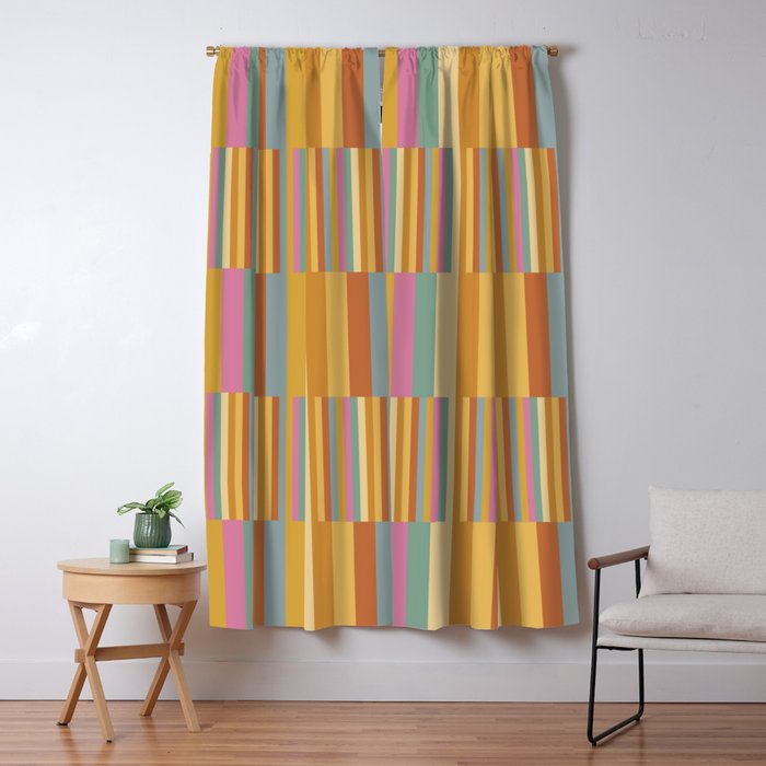 Mixed Stripes Pattern XVIII Retro Rainbow Window Curtain Gallery Image 1