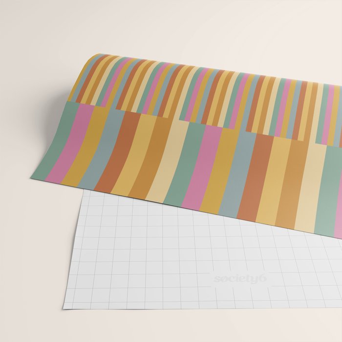 Mixed Stripes Pattern XVIII Retro Rainbow Wrapping Paper Gallery Image 2