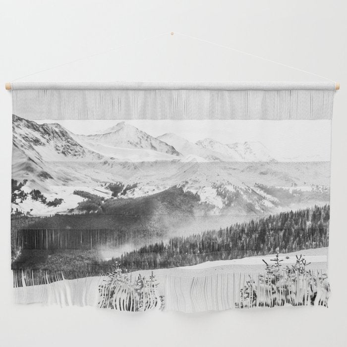 Fresh Snow Dust // Black and White Powder Day on the Mountain Wall Hanging Gallery Image 1
