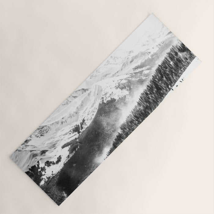 Fresh Snow Dust // Black and White Powder Day on the Mountain Yoga Mat Gallery Image 1