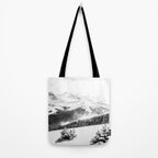 Fresh Snow Dust // Black and White Powder Day on the Mountain Tote Bag Gallery Image 2