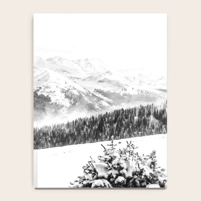 Fresh Snow Dust // Black and White Powder Day on the Mountain Notebook Gallery Image 4