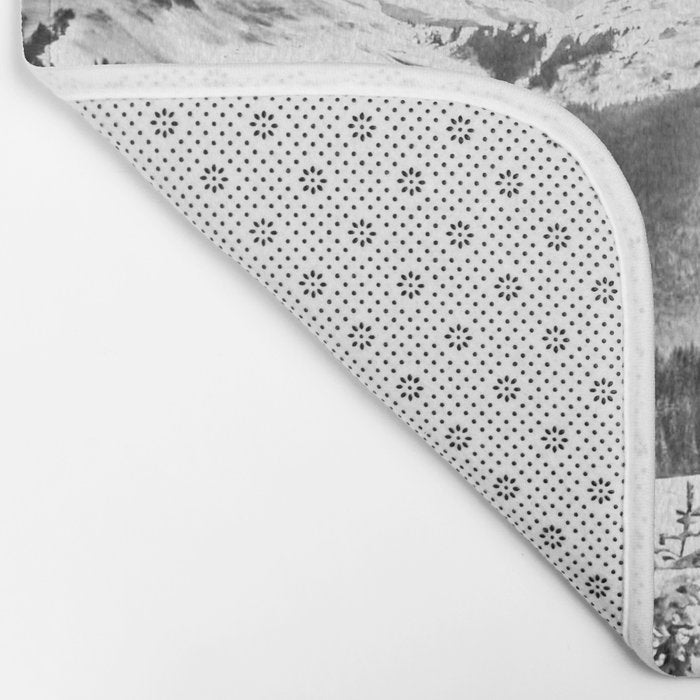 Fresh Snow Dust // Black and White Powder Day on the Mountain Bath Mat Gallery Image 2