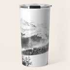 Fresh Snow Dust // Black and White Powder Day on the Mountain Travel Mug Gallery Image 1