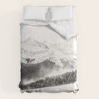 Fresh Snow Dust // Black and White Powder Day on the Mountain Comforter Gallery Image 6