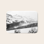 Fresh Snow Dust // Black and White Powder Day on the Mountain Bath Mat Gallery Image 1