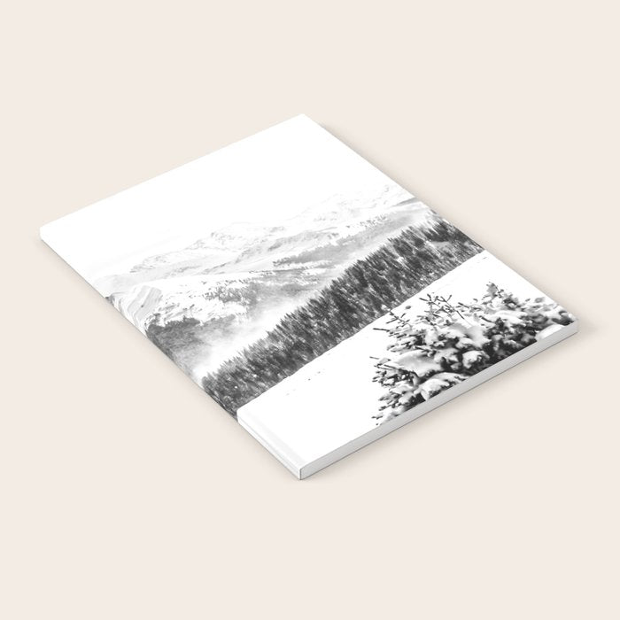 Fresh Snow Dust // Black and White Powder Day on the Mountain Notebook Gallery Image 2