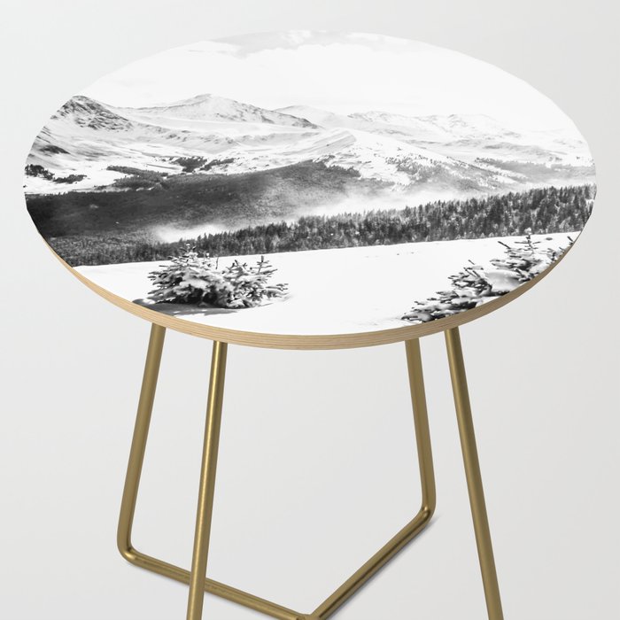 Fresh Snow Dust // Black and White Powder Day on the Mountain Side Table Gallery Image 2