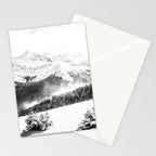 Fresh Snow Dust // Black and White Powder Day on the Mountain Stationery Card Gallery Image 2