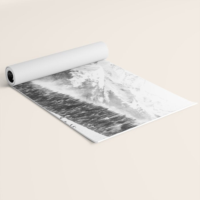 Fresh Snow Dust // Black and White Powder Day on the Mountain Yoga Mat Gallery Image 2