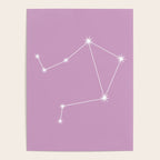 Libra Zodiac Star Constellation Line Art Pastel Lilac Poster Gallery Image 4