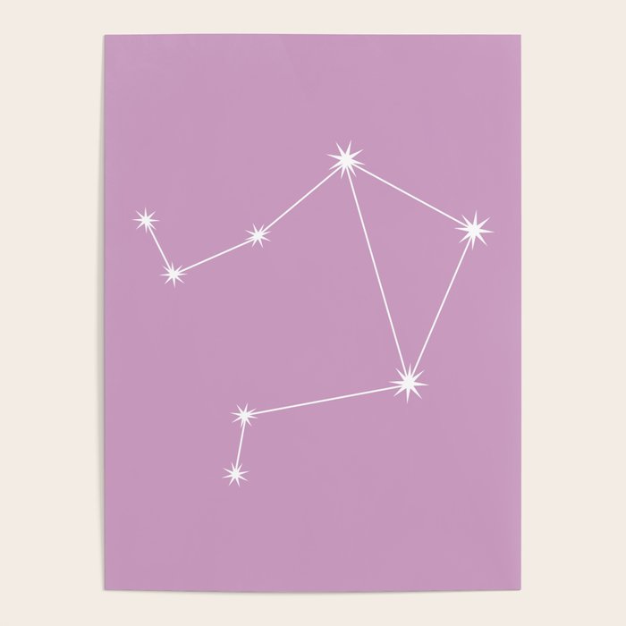Libra Zodiac Star Constellation Line Art Pastel Lilac Poster Gallery Image 4