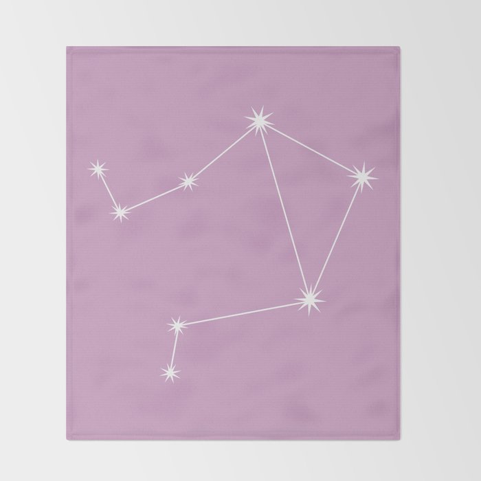 Libra Zodiac Star Constellation Line Art Pastel Lilac Throw Blanket Gallery Image 2