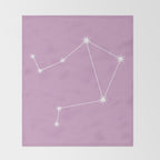 Libra Zodiac Star Constellation Line Art Pastel Lilac Throw Blanket Gallery Image 2