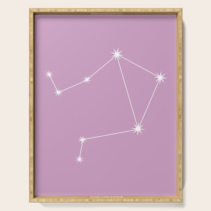 Libra Zodiac Star Constellation Line Art Pastel Lilac Serving Tray Gallery Image 1