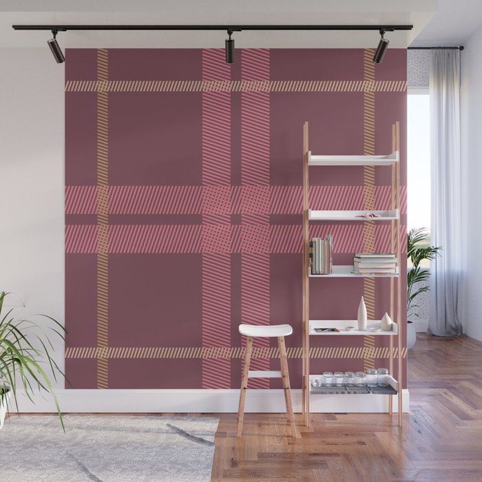Warm Retro Plaid Pattern Wall Mural Gallery Image 1