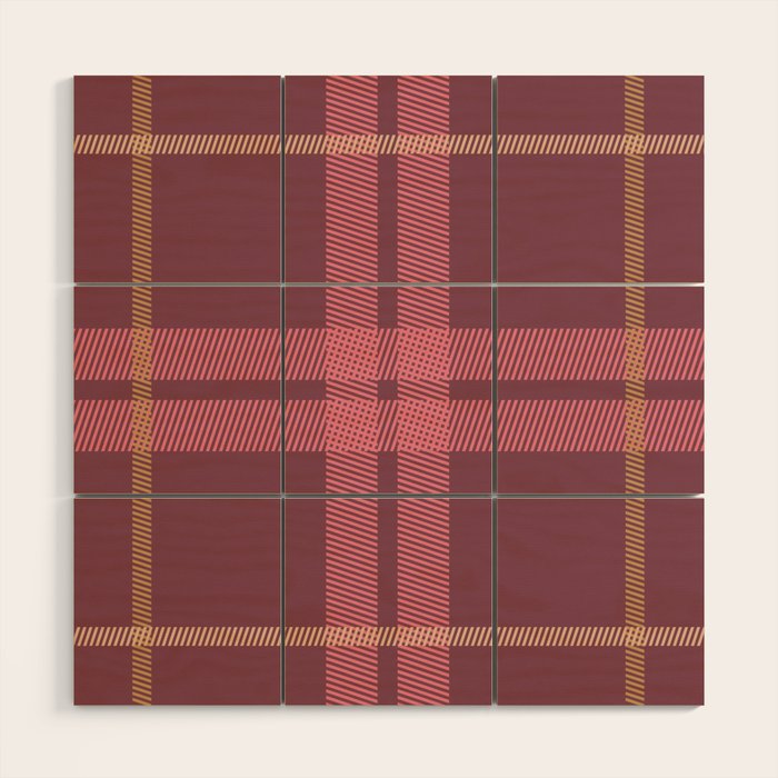 Warm Retro Plaid Pattern Wood Wall Art Gallery Image 1
