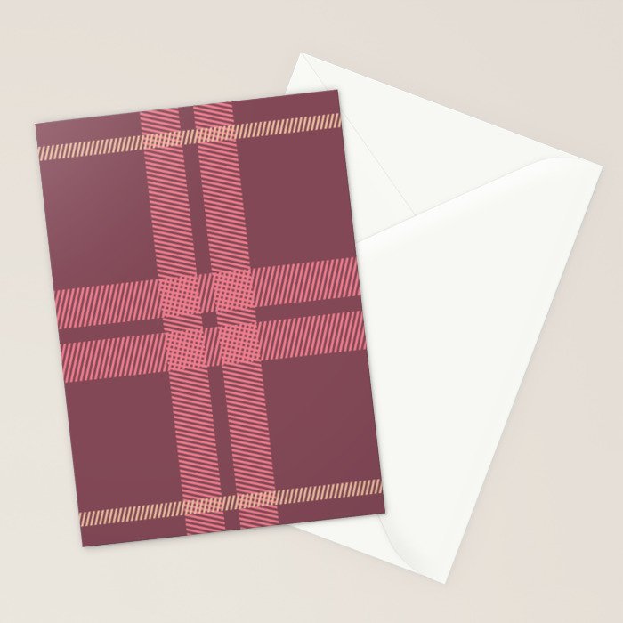 Warm Retro Plaid Pattern Stationery Card Gallery Image 2