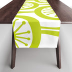 Lime Green Mid Century Modern Atomic Drops Retro Pattern on White Table Runner Gallery Image 1
