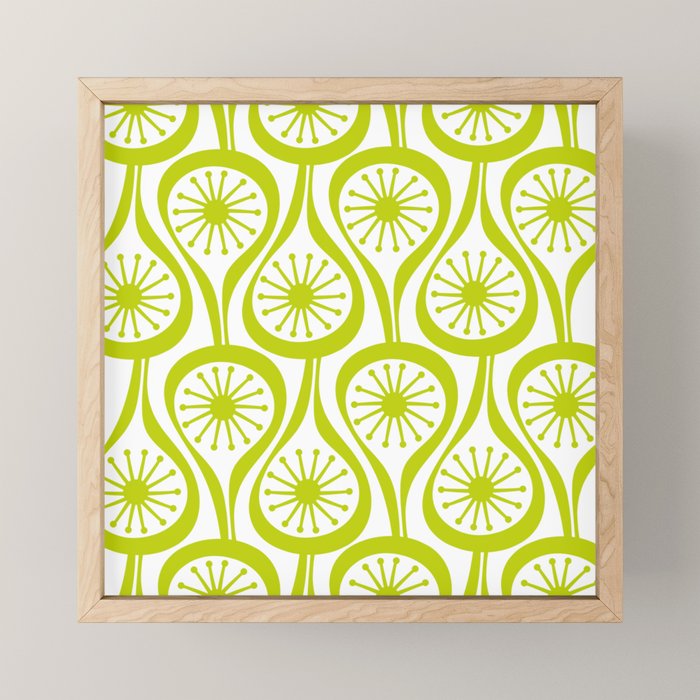 Lime Green Mid Century Modern Atomic Drops Retro Pattern on White Mini Art Print Gallery Image 1