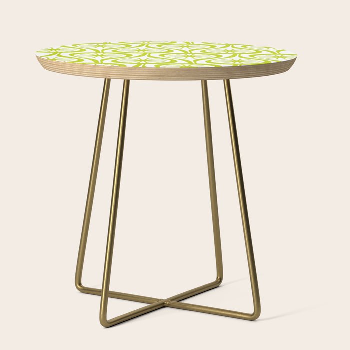 Lime Green Mid Century Modern Atomic Drops Retro Pattern on White Side Table Gallery Image 1