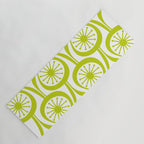 Lime Green Mid Century Modern Atomic Drops Retro Pattern on White Yoga Mat Gallery Image 1