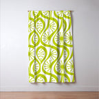 Lime Green Mid Century Modern Atomic Drops Retro Pattern on White Window Curtain Gallery Image 3